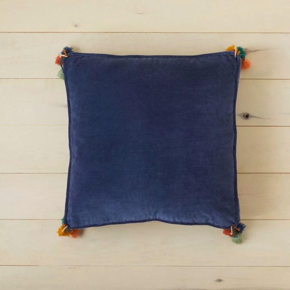 Blue Velvet Target Jungalow Pillow with Tassels